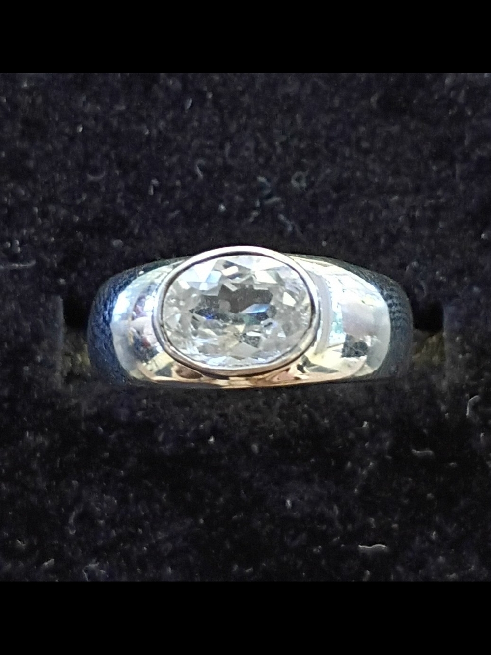 Vtg Rare Oval Diamond Simulant CZ Solitaire Ring sz 7 925 Sterling 4g Exc Cond!